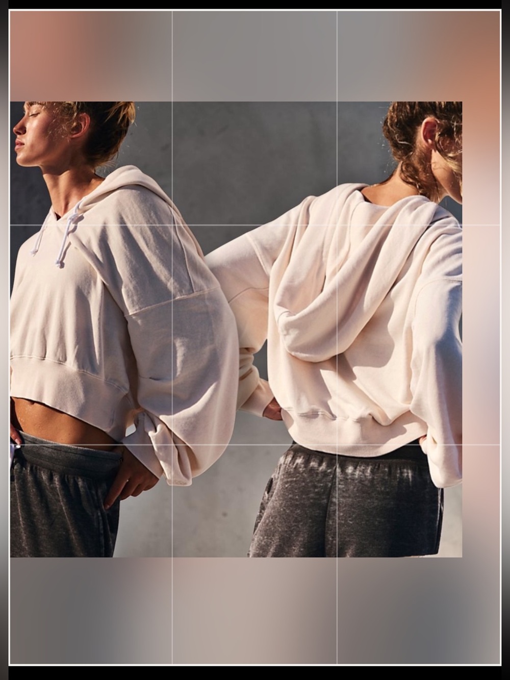 Free People Playbook Hoodie Mild Crop Cream/Tofu color. NWT  Small -sold out -
